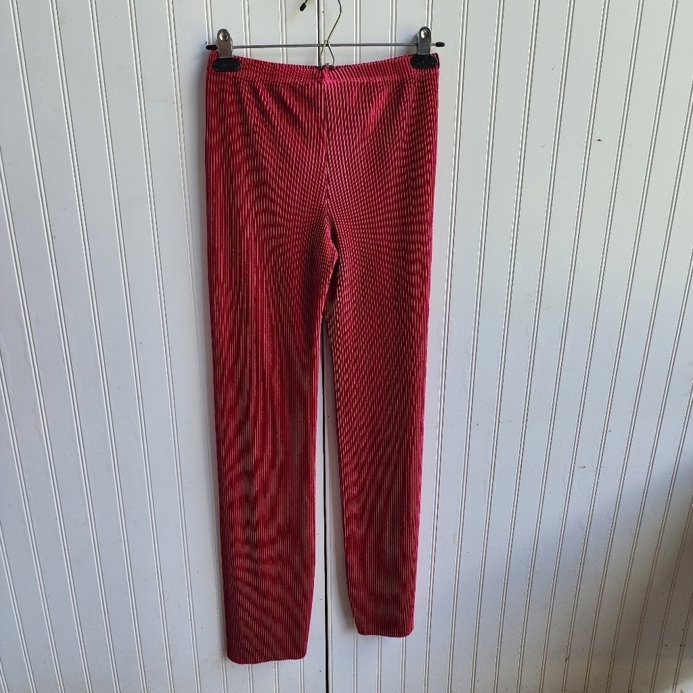 Nicole Miller Womens Ribbed Satin 2pc Set Pants Sleveless Top Hot Pink Sz XS - Picture 6 of 15